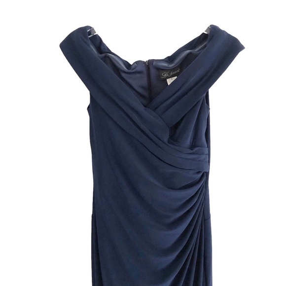 La Femme Off Shoulder Navy Blue Formal Gown - Picture 9 of 14
